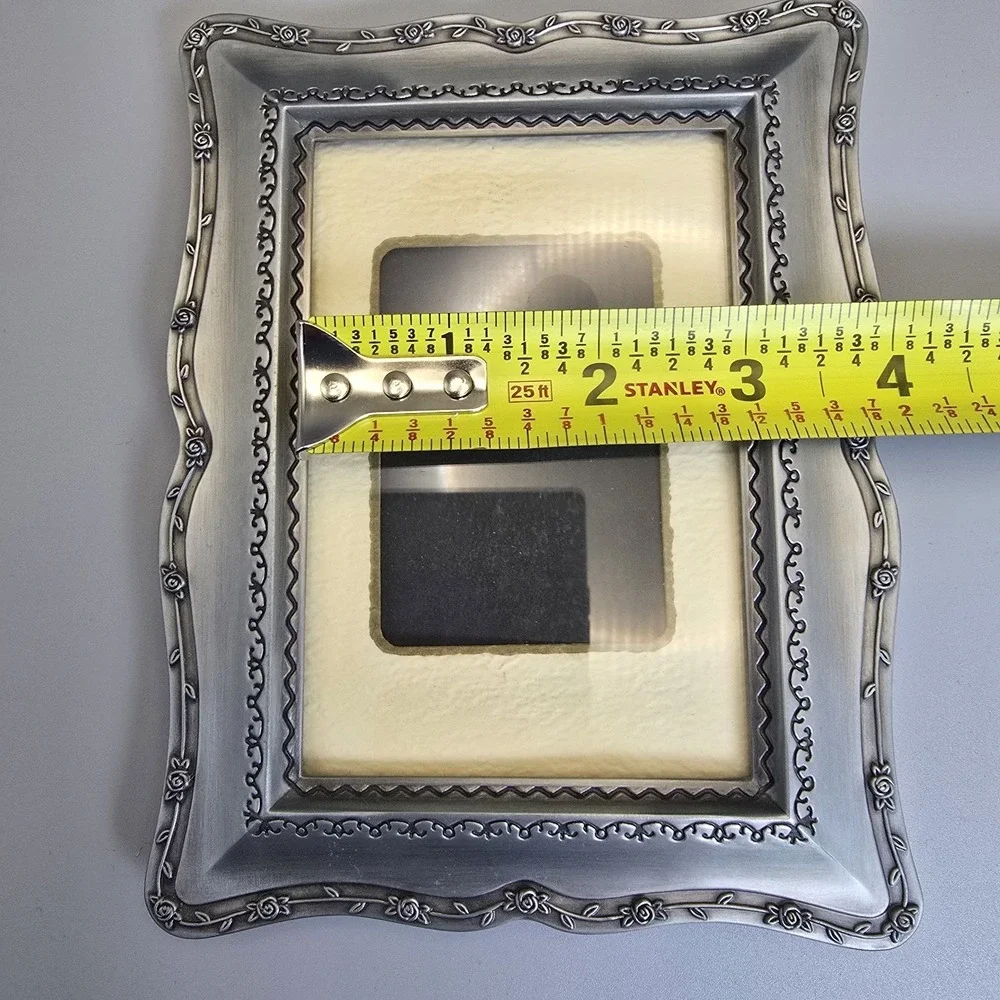 Malden Ornate Silver Tone Photo Frame Floral Border Holds 3.5